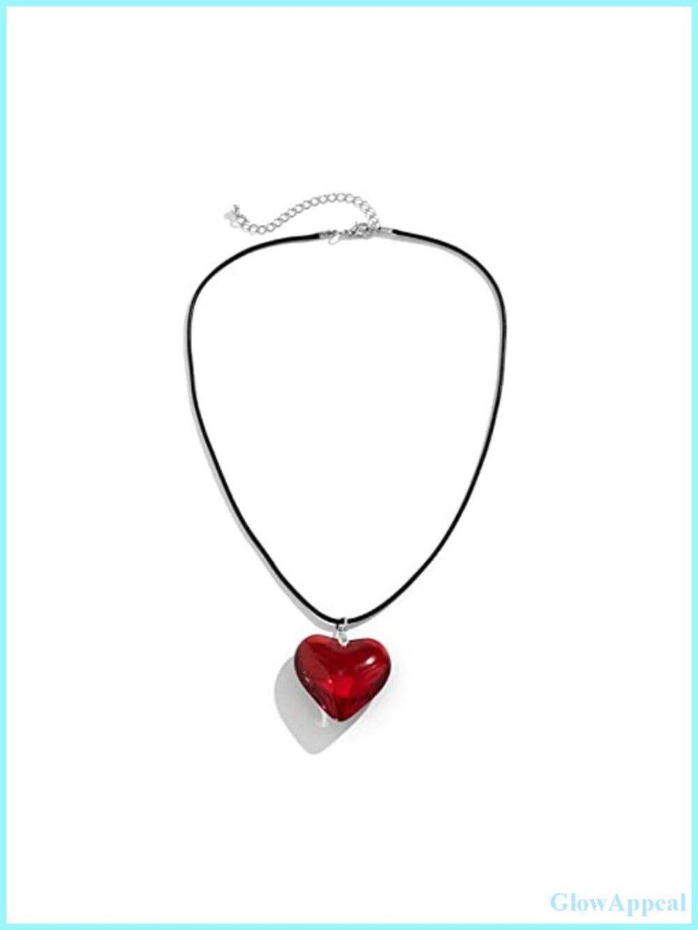 Chunky Glass Heart Choker Necklace Braided Bow Adjustable Velvet Chain Y2K